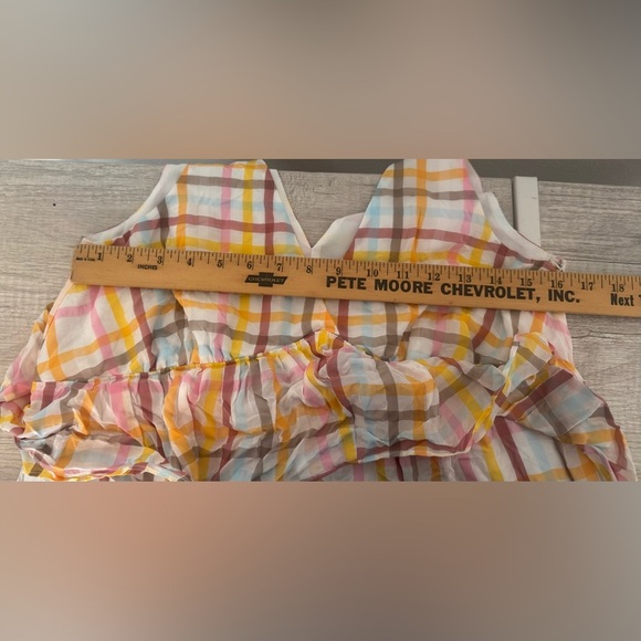 CINQ A SEPT Astor Plaid Poplin Midi Dress Hi Low Tiered  Size 8 *Flaw* - Picture 5 of 13